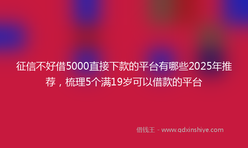 征信不好借5000直接下款的平台有哪些2025年推荐，梳理5个满19岁可以借款的平台