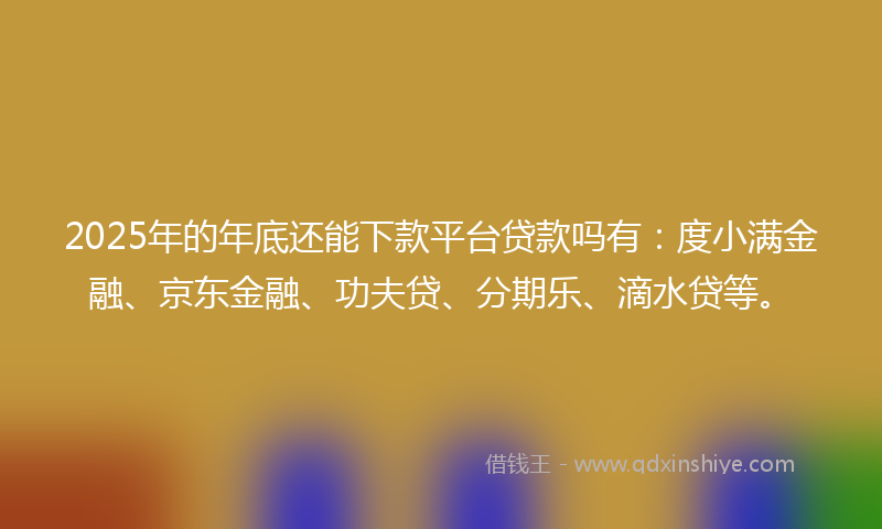 2025年的年底还能下款平台贷款吗有：度小满金融、京东金融、功夫贷、分期乐、滴水贷等。