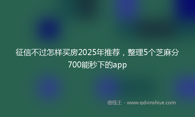 征信不过怎样买房2025年推荐，整理5个芝麻分700能秒下的app
