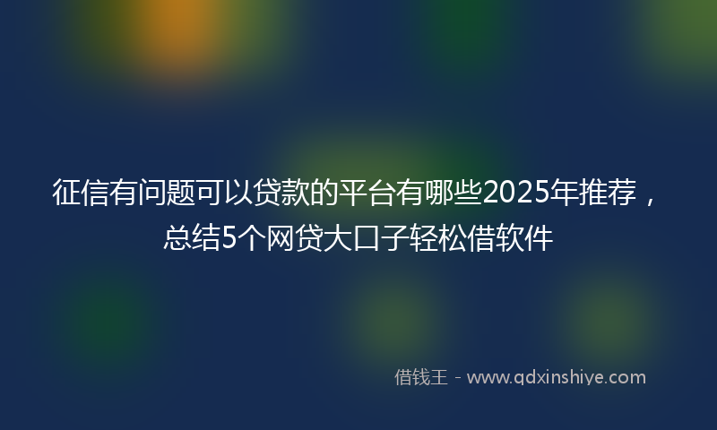 征信有问题可以贷款的平台有哪些2025年推荐，总结5个网贷大口子轻松借软件
