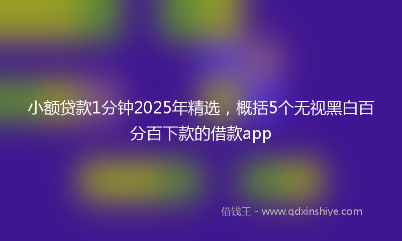小额贷款1分钟2025年精选，概括5个无视黑白百分百下款的借款app