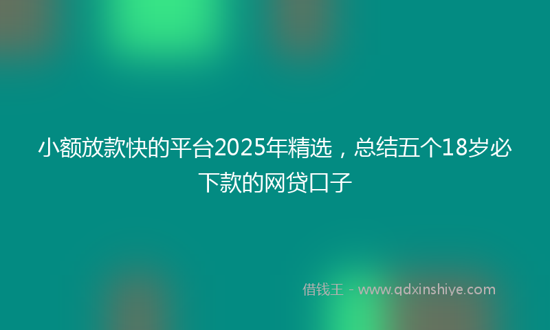 小额放款快的平台2025年精选，总结五个18岁必下款的网贷口子