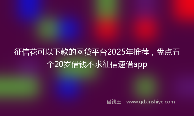 征信花可以下款的网贷平台2025年推荐，盘点五个20岁借钱不求征信速借app