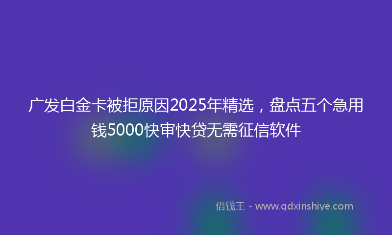 广发白金卡被拒原因2025年精选，盘点五个急用钱5000快审快贷无需征信软件