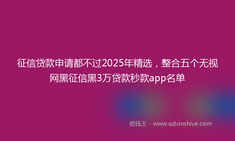 征信贷款申请都不过2025年精选，整合五个无视网黑征信黑3万贷款秒款app名单