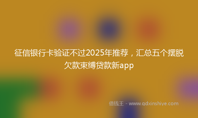 征信银行卡验证不过2025年推荐，汇总五个摆脱欠款束缚贷款新app