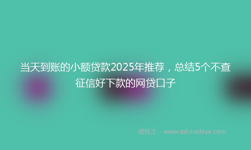 当天到账的小额贷款2025年推荐，总结5个不查征信好下款的网贷口子
