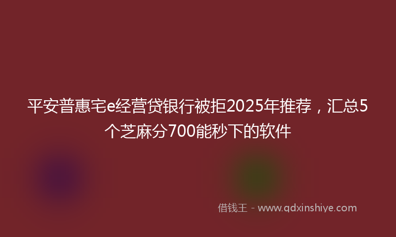 平安普惠宅e经营贷银行被拒2025年推荐，汇总5个芝麻分700能秒下的软件