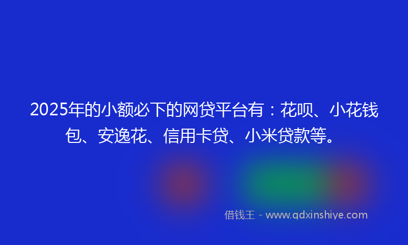 2025年的小额必下的网贷平台有：花呗、小花钱包、安逸花、信用卡贷、小米贷款等。