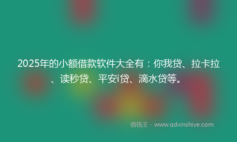 2025年的小额借款软件大全有：你我贷、拉卡拉、读秒贷、平安i贷、滴水贷等。