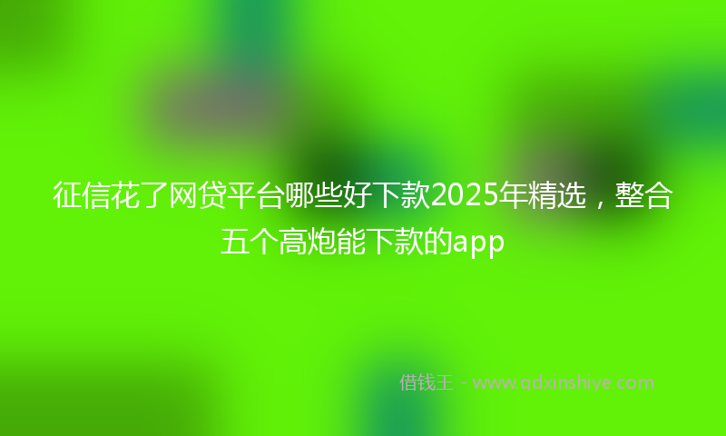 征信花了网贷平台哪些好下款2025年精选，整合五个高炮能下款的app