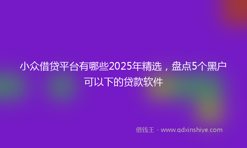 小众借贷平台有哪些2025年精选，盘点5个黑户可以下的贷款软件