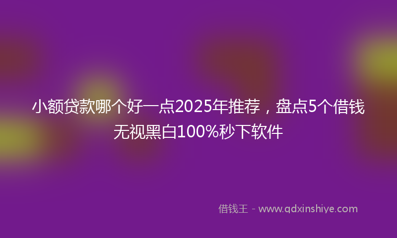 小额贷款哪个好一点2025年推荐，盘点5个借钱无视黑白100%秒下软件