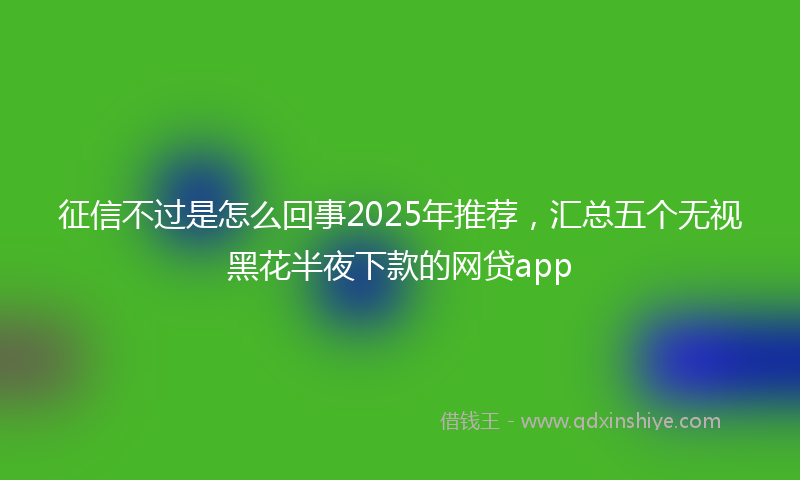 征信不过是怎么回事2025年推荐，汇总五个无视黑花半夜下款的网贷app