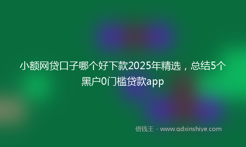 小额网贷口子哪个好下款2025年精选，总结5个黑户0门槛贷款app