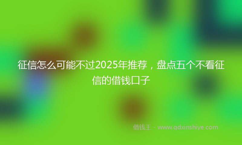 征信怎么可能不过2025年推荐，盘点五个不看征信的借钱口子
