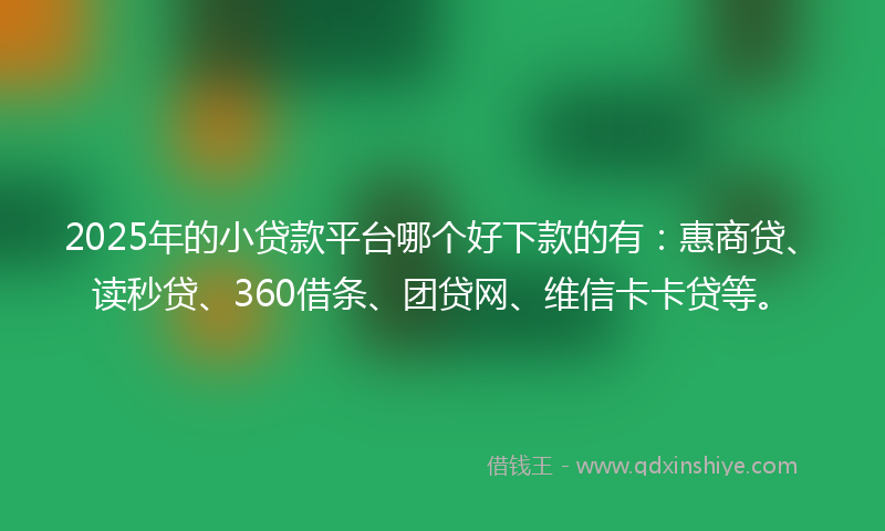 2025年的小贷款平台哪个好下款的有：惠商贷、读秒贷、360借条、团贷网、维信卡卡贷等。