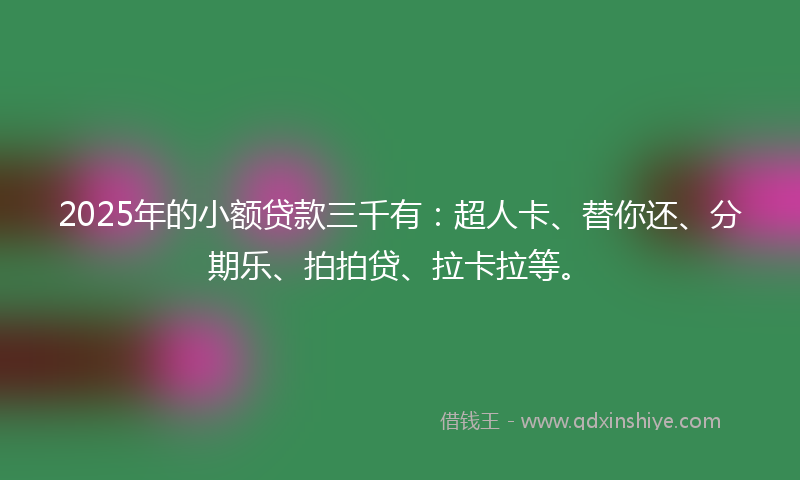 2025年的小额贷款三千有：超人卡、替你还、分期乐、拍拍贷、拉卡拉等。