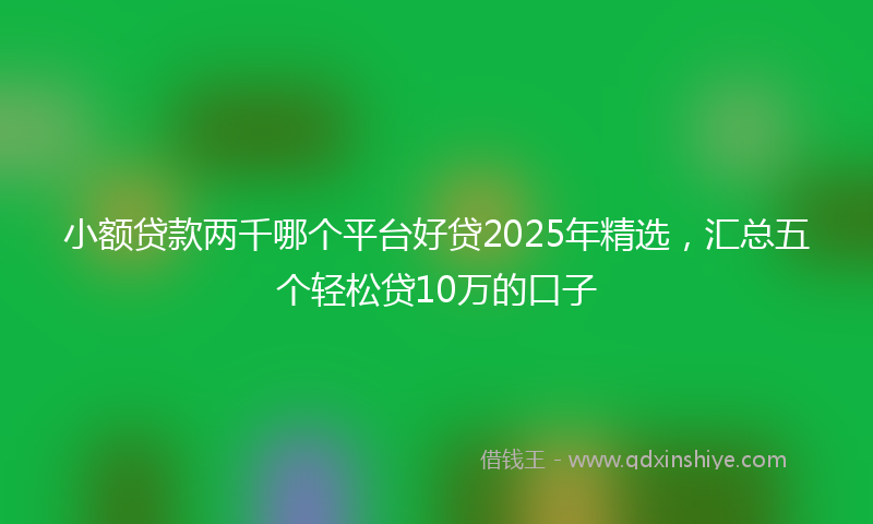 小额贷款两千哪个平台好贷2025年精选，汇总五个轻松贷10万的口子