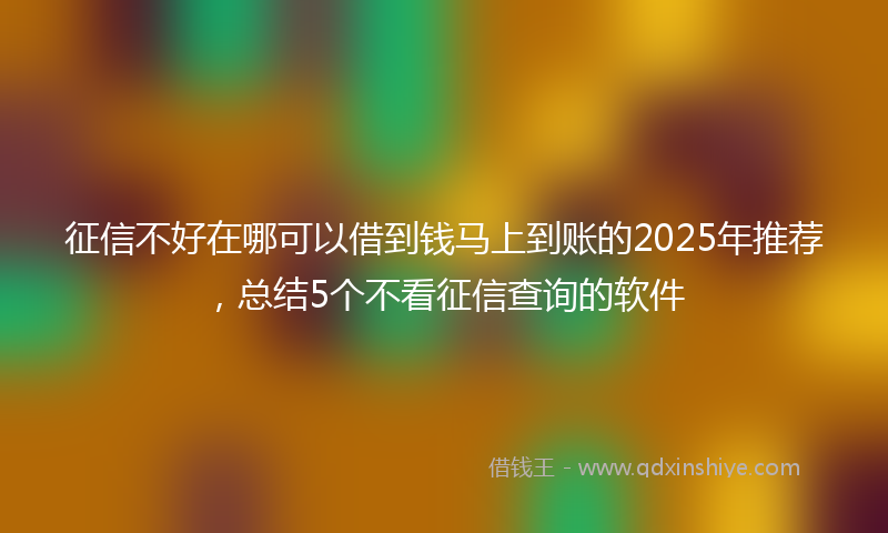 征信不好在哪可以借到钱马上到账的2025年推荐，总结5个不看征信查询的软件
