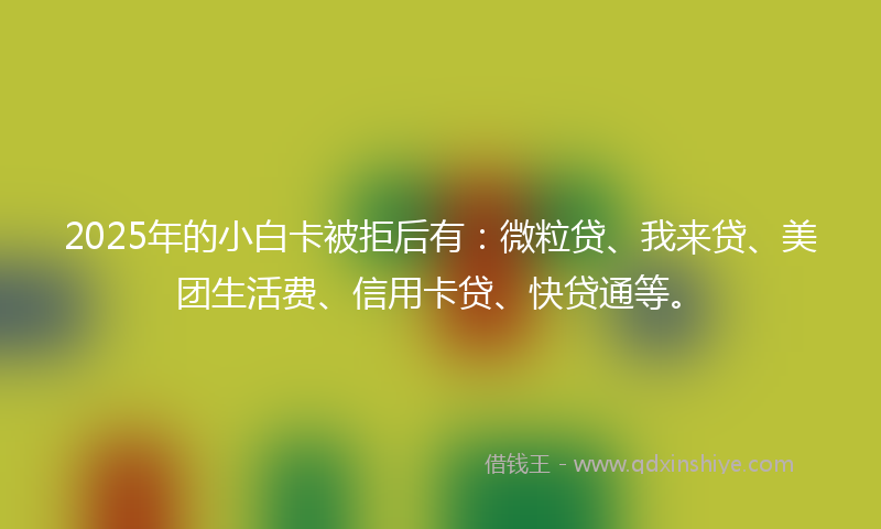 2025年的小白卡被拒后有：微粒贷、我来贷、美团生活费、信用卡贷、快贷通等。