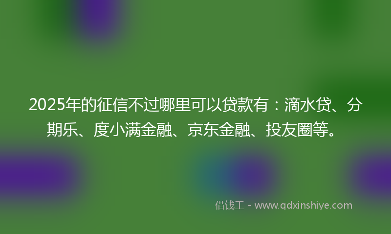 2025年的征信不过哪里可以贷款有：滴水贷、分期乐、度小满金融、京东金融、投友圈等。