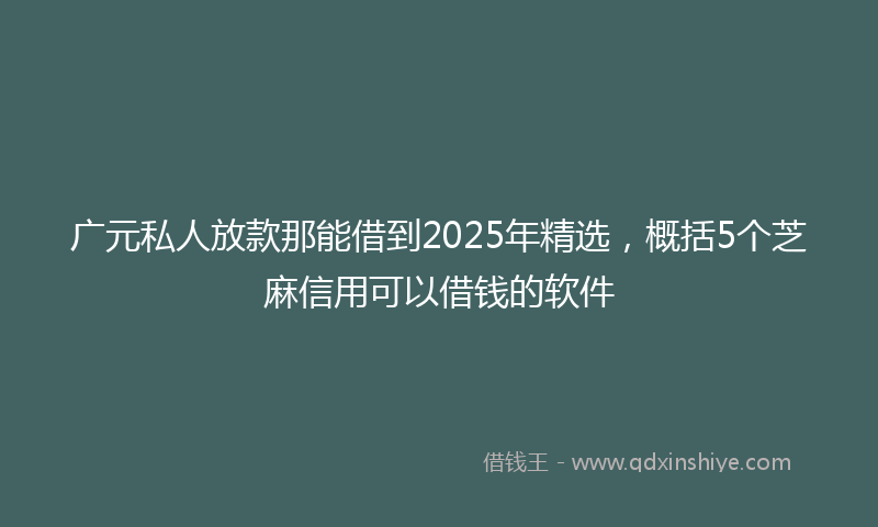 广元私人放款那能借到2025年精选，概括5个芝麻信用可以借钱的软件