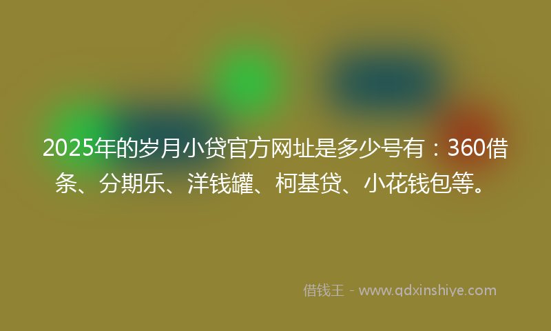 2025年的岁月小贷官方网址是多少号有：360借条、分期乐、洋钱罐、柯基贷、小花钱包等。