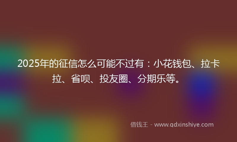 2025年的征信怎么可能不过有：小花钱包、拉卡拉、省呗、投友圈、分期乐等。