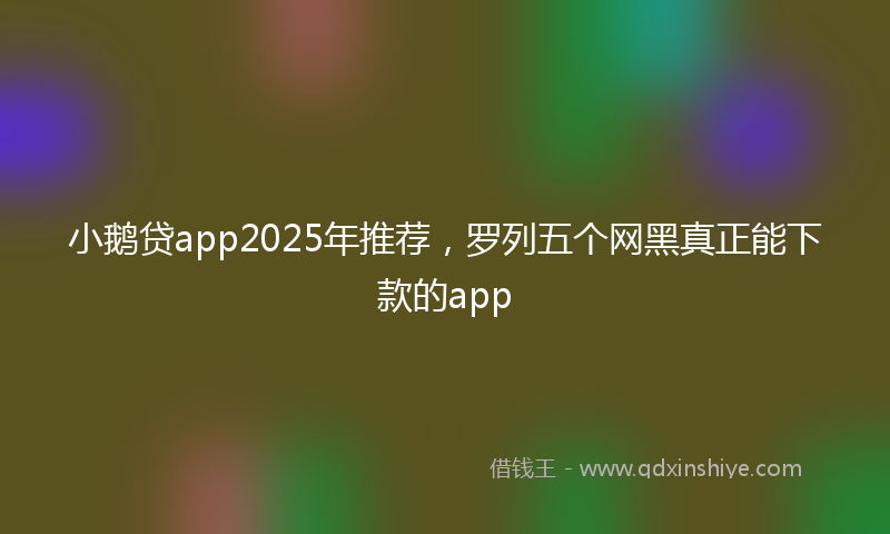 小鹅贷app2025年推荐，罗列五个网黑真正能下款的app