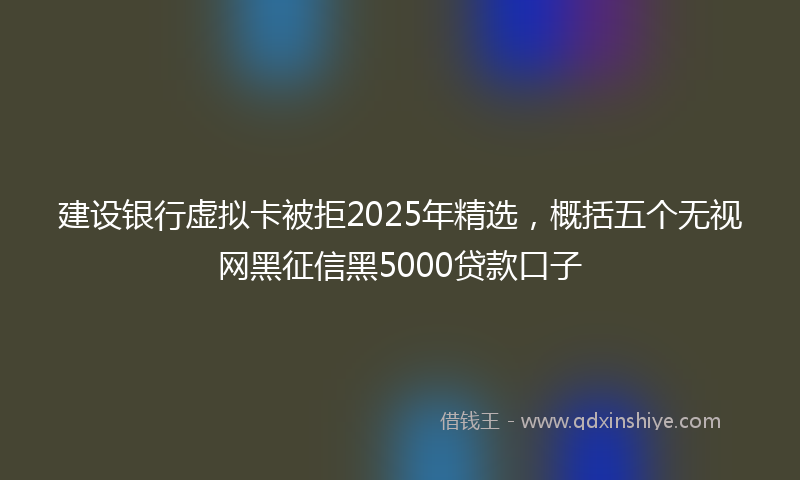 建设银行虚拟卡被拒2025年精选，概括五个无视网黑征信黑5000贷款口子