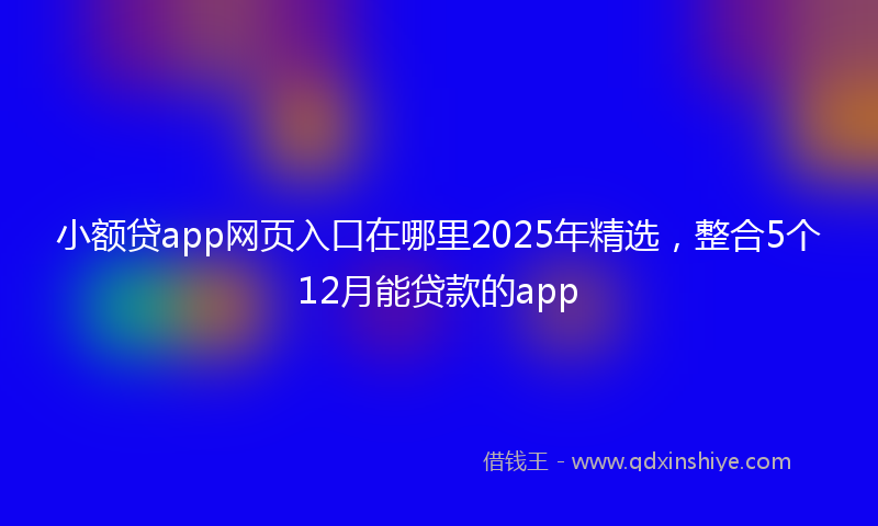 小额贷app网页入口在哪里2025年精选，整合5个12月能贷款的app