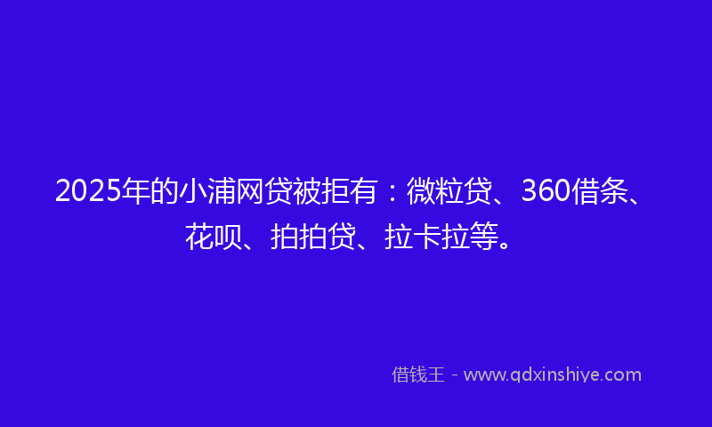 2025年的小浦网贷被拒有：微粒贷、360借条、花呗、拍拍贷、拉卡拉等。