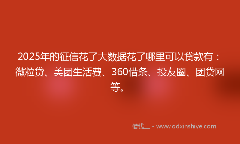 2025年的征信花了大数据花了哪里可以贷款有：微粒贷、美团生活费、360借条、投友圈、团贷网等。