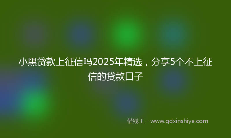 小黑贷款上征信吗2025年精选，分享5个不上征信的贷款口子