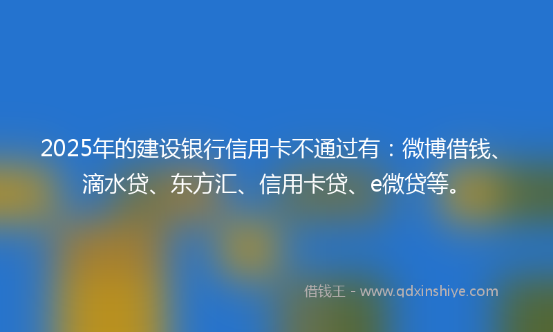 2025年的建设银行信用卡不通过有：微博借钱、滴水贷、东方汇、信用卡贷、e微贷等。