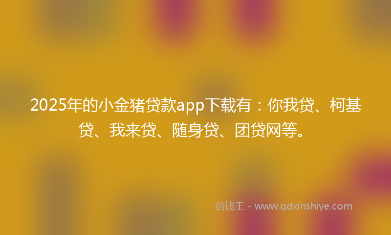 2025年的小金猪贷款app下载有：你我贷、柯基贷、我来贷、随身贷、团贷网等。