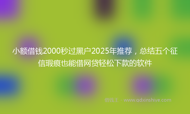 小额借钱2000秒过黑户2025年推荐，总结五个征信瑕疵也能借网贷轻松下款的软件