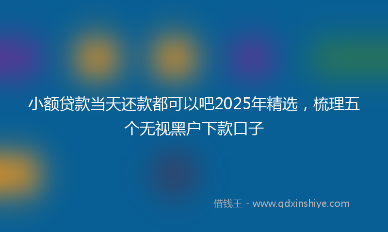 小额贷款当天还款都可以吧2025年精选，梳理五个无视黑户下款口子