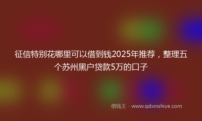 征信特别花哪里可以借到钱2025年推荐，整理五个苏州黑户贷款5万的口子