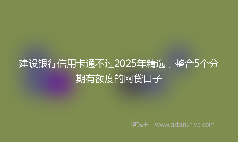 建设银行信用卡通不过2025年精选，整合5个分期有额度的网贷口子