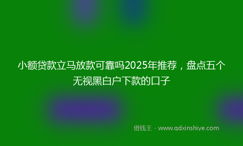 小额贷款立马放款可靠吗2025年推荐，盘点五个无视黑白户下款的口子
