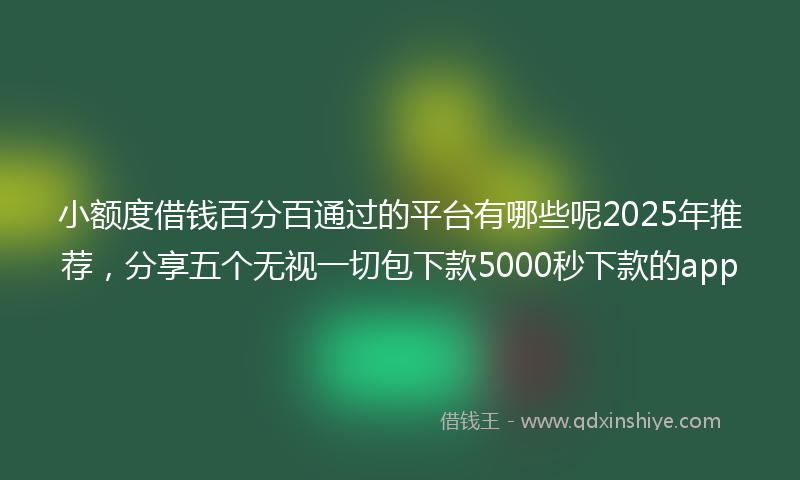 小额度借钱百分百通过的平台有哪些呢2025年推荐，分享五个无视一切包下款5000秒下款的app