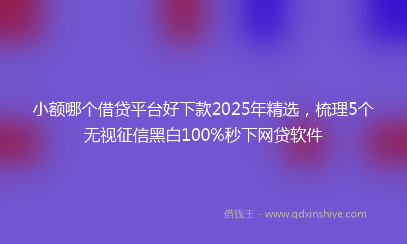 小额哪个借贷平台好下款2025年精选，梳理5个无视征信黑白100%秒下网贷软件