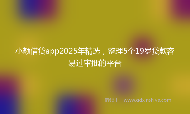 小额借贷app2025年精选，整理5个19岁贷款容易过审批的平台