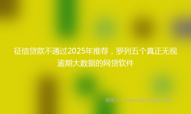 征信贷款不通过2025年推荐，罗列五个真正无视逾期大数据的网贷软件