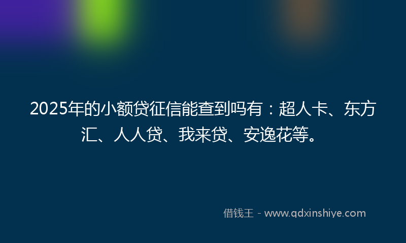 2025年的小额贷征信能查到吗有：超人卡、东方汇、人人贷、我来贷、安逸花等。