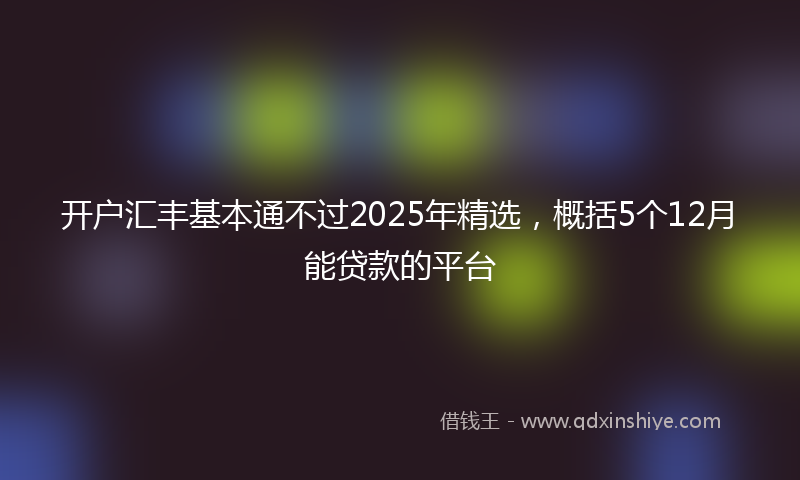 开户汇丰基本通不过2025年精选，概括5个12月能贷款的平台