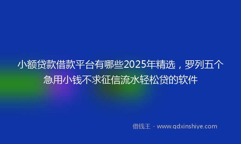 小额贷款借款平台有哪些2025年精选，罗列五个急用小钱不求征信流水轻松贷的软件