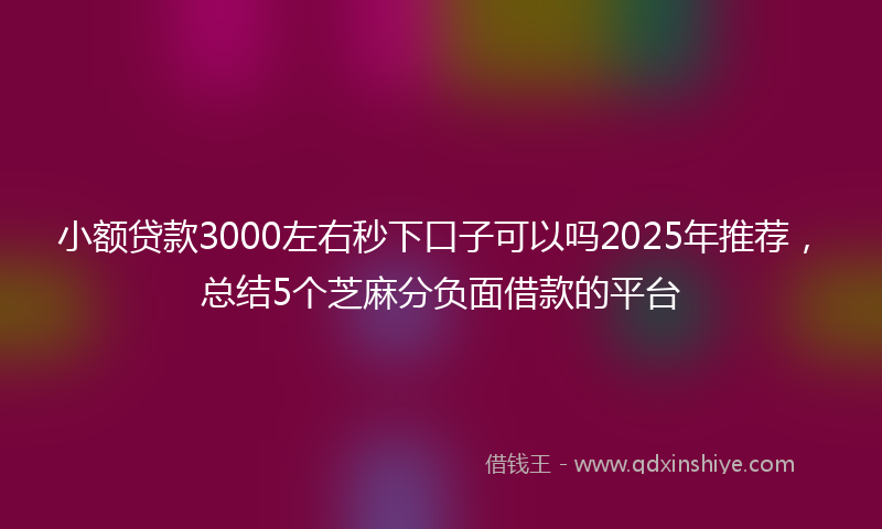 小额贷款3000左右秒下口子可以吗2025年推荐，总结5个芝麻分负面借款的平台